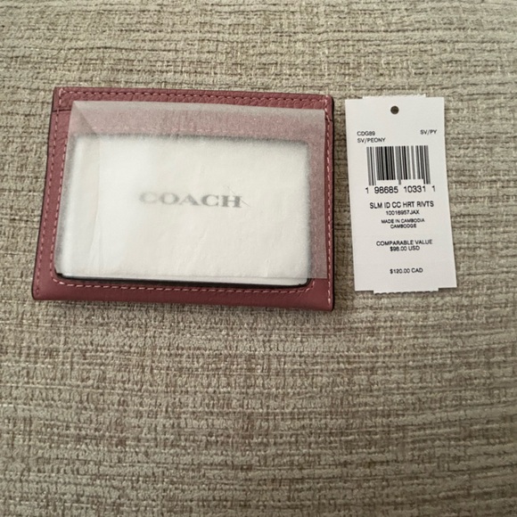 COACH Exclusive Slim Id Card Case With Heart Rivets - Picture 6 of 6